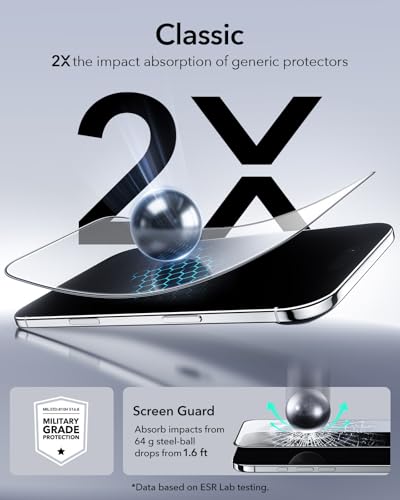 Image of ESR 3 Pack for iPhone Air Screen Protector, Military-Grade Shatterproof, 9H Hardness, Full Coverage Tempered Glass for iPhone 17 Air Screen Protector with Ultra Fit Tray