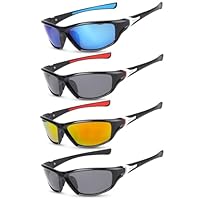 4 Pairs Men Polarized Sunglasses with UV Protection Driving Glasses Lightweight Cycling Sunglasses for Outdoor Sport Activities