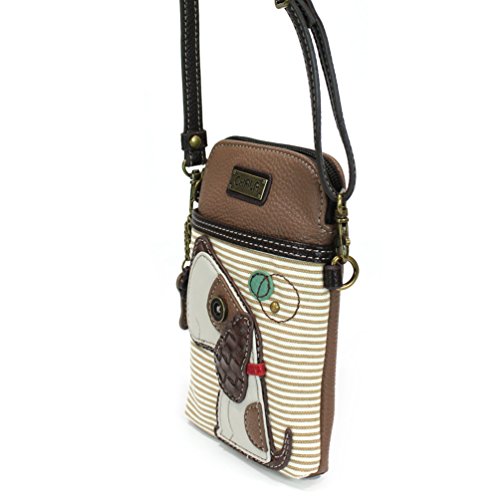 Image of CHALA Dog Collection Cell Phone Crossbody Purse-Women PU Leather /Canvas Multicolor Handbag with Adjustable Strap