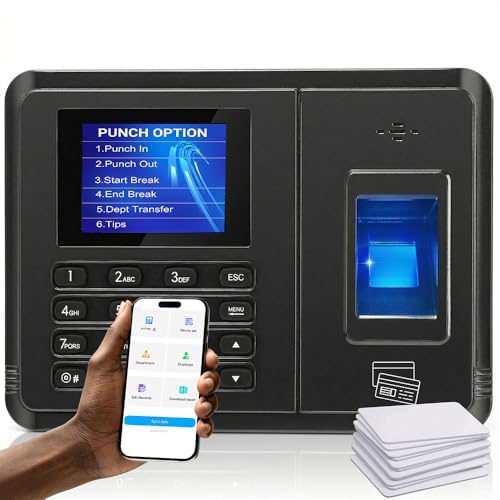 Tymelix Time Clock System: App Control & 5s Fast Connection, Customizable Rules & 4 Payroll Reports,...