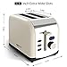 Retro Stainless Steel 2 Slice Toaster - Bagel, Cancel, Defrost, 6 Shade Settings, Extra Wide Slot, Removable Crumb Tray (Cream)