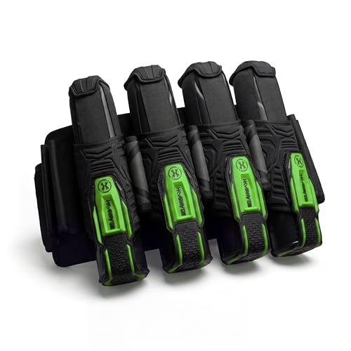 HK Army Eject-X Paintball Pod Pock Harness - Adjustable Ejection Belts (Neon Green, 4+3)