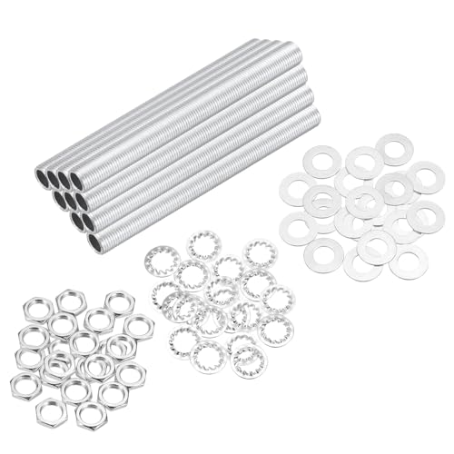 Image of MECCANIXITY 70Pcs 3.9 inch Lamp Pipe Kit with Nuts Washers 1 /8IP Thread Fasteners Assortment for Chandelier Ceiling Light Repair Assembly DIY Hardware