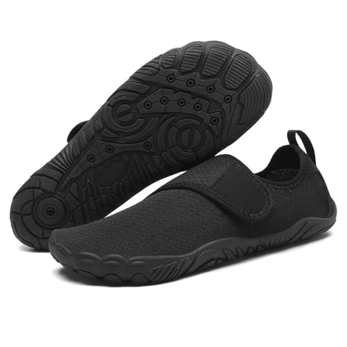 Mishansha Womens Mens Water Swim Shoes Wide Toe Box Barefoot Shoes US Size 5.5-13.5 Women / 3-11.5 Men 5.5 Women/3 Men Pitch Black-e0158