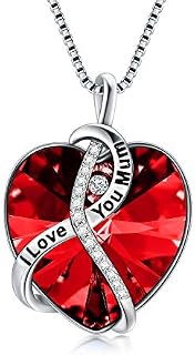 Gifts for Mum Necklaces Mother Birthday Jewellery Gifts Sterling Silver "I Love You Mum" Heart Necklace