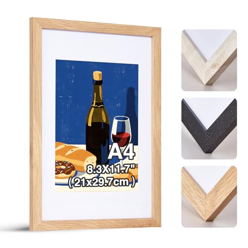 HOUSE DAY A4 Photo Frames, 1pcs Picture Frames for Wall Mount, Wedding Photo Frame with Safe Perspex Front, A4 Wooden Frame for Family Photos, Certificate or Poster 29.7x21cm