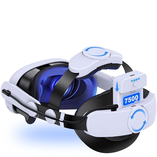 Strap für Meta Quest 3, Zubehör für Meta Quest 3, Elite Strap mit 7500mAh Akku/Vier Richtungsabhängig Einstellbare/Dämpf...