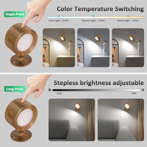 LED Wall Reading Lights with Remote, 3 Pcs Rechargeable Wall Mounted Reading Sconces Lamp 3000mAh - Image 3