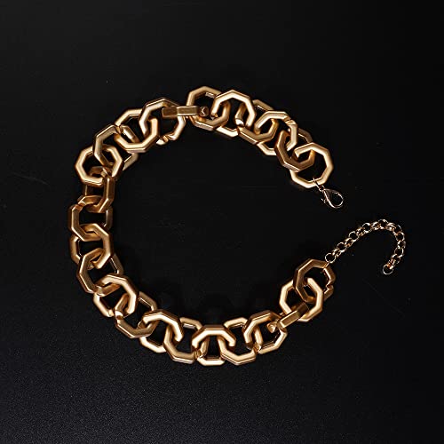 Wekicici Acrylic Cuban Chain Choker Necklace Gold Plated Vintage Chunky Collar Resin Link Punk Hip Hop Party Prom Accessories For Women Girl (Style 1), Suitable (Weki-220311-Necklace-14) #TOP4