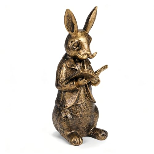 Figura Decorativa Conejo Lectura Bronce 4.33 in
