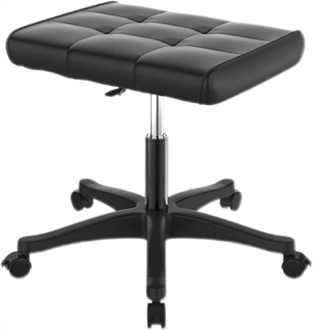 高さ調節可能スツール| キャスターとブレーキ付き三脚| PUレザー、360&deg;ひねる| 高さ37～47cm調節可能| 多目的、省スペー