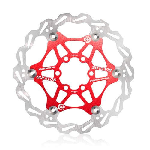 BUCKLOS 160mm 180mm 203mm Floating Disc Brake Rotor Stainless Steel MTB Brakes Rotors with 6PC Bolts Ultra-light Floating Disc Rotor fit Mountain Bike Road Bikes BMXBlackRed