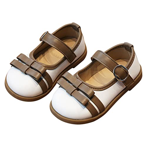 Children's Single Shoes Spring Black Small Leather Shoes English Princess Shoes Little Girls' Toddler Shoes for Girls (Beige, 9 Toddler)