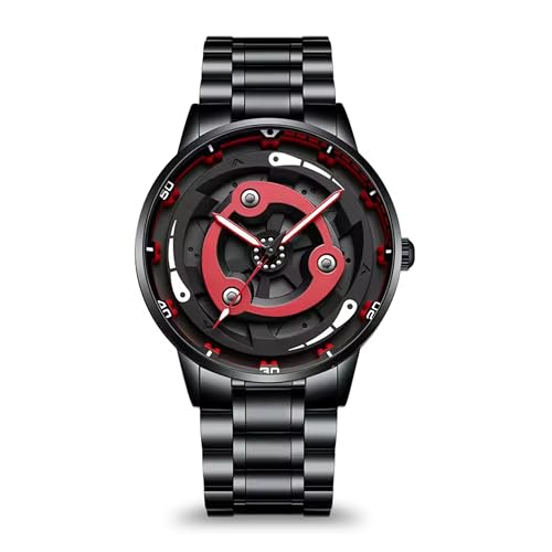 Image of GOLDENIZE FASHION Branded Men's Sport Quartz Watch Arrow Wheel Dial 360 Rotating Casual Fashion Stainless Steel Alloy Mens & Boy's Luxury Metal Gift Creative Watch