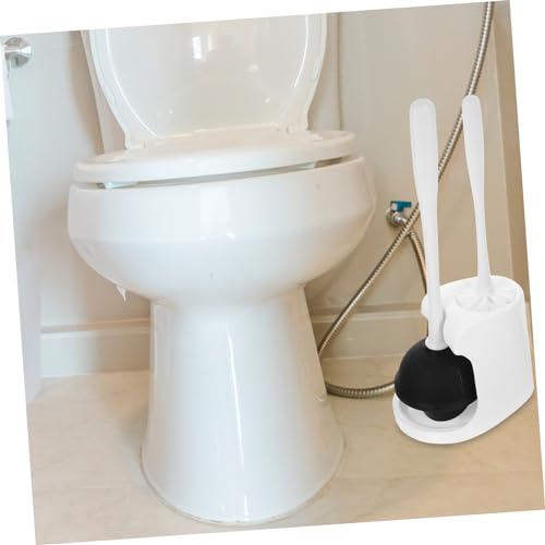 Brosse pour toilettes avec ventouse et support blanc en ABS Zerodeko - 4
