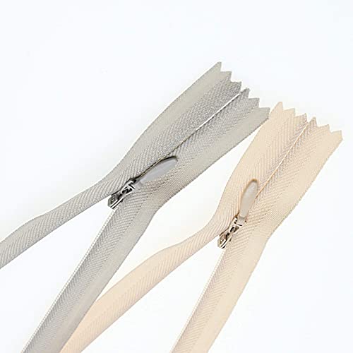 22 Inch 10Pcs Invisible Nylon Coil Zipper,Clothing Zipper,Hidden Zipper Diy Sewing Tools For Tailor Sewing Crafts(5 Pcs Grey And 5 Pcs Beige 56Cm) Shunli #TOP3