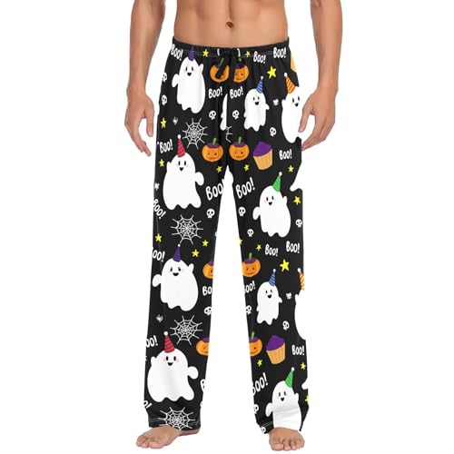 Joyful Spirits Pattern Men's Cotton Pajama Pants with Pockets and Drawstring Comfortable and Stylish,S2