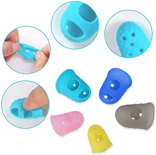 Image of 10pcs Guitar Silicone Finger Protector Color Fingertip Protection Covers Caps for Stringed Instruments, Sewing and Embroidery (Random Color)