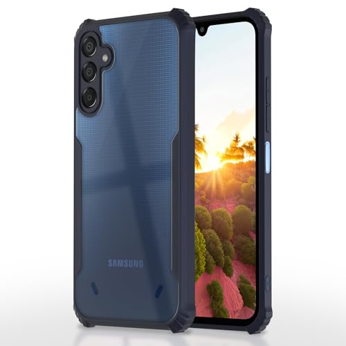 Image of Pikkme Samsung Galaxy F15 5G / Samsung Galaxy M15 5G Back Cover | Crystal Clear Transparent Back | Ultra Hyrbid | Full Camera Protection | Raised Edge | Bumper Back Case (Blue)