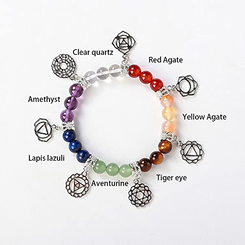 AITELEI 7 Chakra Healing Bracelets with Real Stones Gemstone Healing Chakra Bracelet Yoga Meditation Bracelets for Protection, Energy Healing2