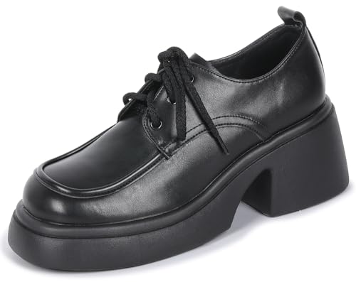 Image of Platform Loafers for Women,Womens Loafers Slip-ons Penny Loafers for Women Dressy Business Casual Shoes Black 7.5
