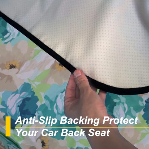 Image of Back Seat Cover for Car Trucks Van SUV Jeep,Waterproof Rear Bench Towel Seat Covers for Dogs and Kids,Automotive Backseat Protector (Chrysanthemum)