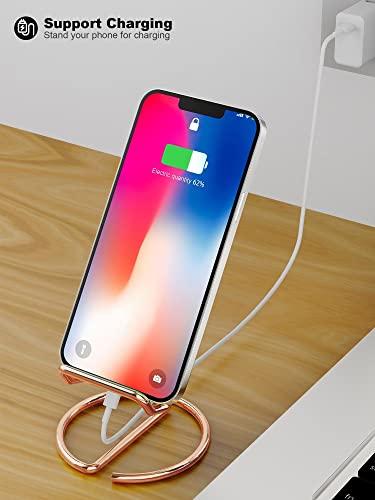 Xunicute Cell Phone Stand, Phone Stand For Desk, Office Portable Cute Cell Phone Holder, Compatible With All Mobile Phone, Iphone, Ipad, Switch, Tablet 4-6.5'' Desk Accessories (Rose Gold) #TOP2