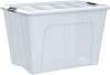Iris Ohyama, Storage boxes, storage box, multifunctional, set of 4 plastic boxes, 60 l, lid, ergonomic handle, office, home – DDNTB-60 - transparent