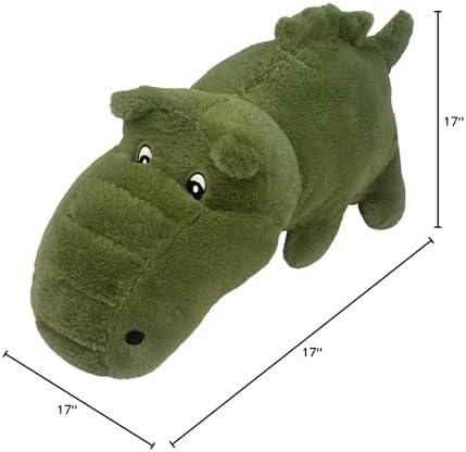 Petlou Durable Plush Dog and Cat Toys with Multi-Squeaks and Crinkle Paper .17-Inch Alligator Green image 4