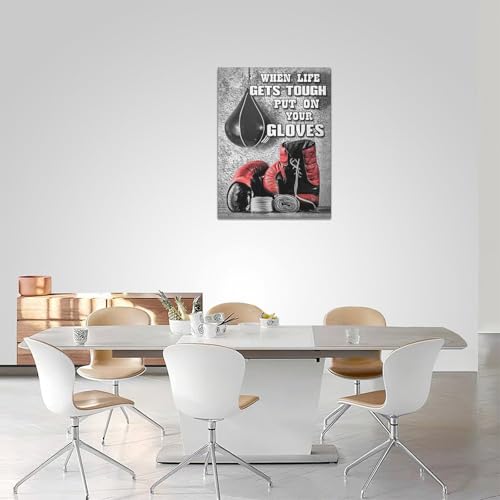 Banonaty Boxing Posters Wall Art Red Boxing Gloves Pictures Wall Decor Black And White Inspirational Quotes Canvas Prints Painting Artwork Sports Canvas Home Decorations For Teen Boys Room Dorm Bedroom 12 Inchx16 Inch thumb #3
