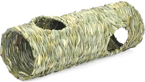 Sefoemut ウサギ用の大型草ハウス 軽量で快適な小動物小屋 遊ぶ隠れ家草ベッド 噛むおもちゃ ウサギ用 わらうさぎハウス (B)