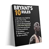Kobe Bryant’s 10 Rules Motivational Canvas Wall Art - Inspirational Basketball Quote Poster Print Canvas Basketball Motivational Wall Decor for Office, Gym, Living Room or Bedroom 8x10inch