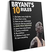 Kobe Bryant’s 10 Rules Motivational Canvas Wall Art - Inspirational Basketball Quote Poster Print...