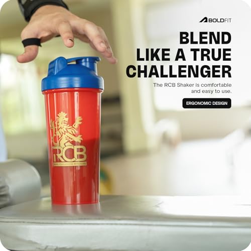 Image of Royal Challengers Bengaluru RCB Official Merchandise Gym Shaker for Protein Shake Leakproof Shaker Bottles for Protein, Preworkout & Bcaa Shake, Protein Shaker Bottle for Gym, Gym Bottle - Red