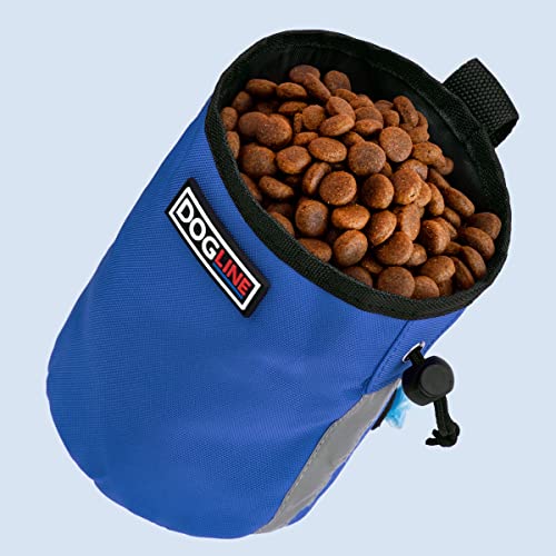 Image of Dogline Dog Treat Pouch: Puppy Training Bag, Pet Kibbles and Snacks Holder, Litter Waste Bags Dispenser with Adjustable Drawstring Closure, Large Capacity with Mesh Pocket, Strong Nylon Material