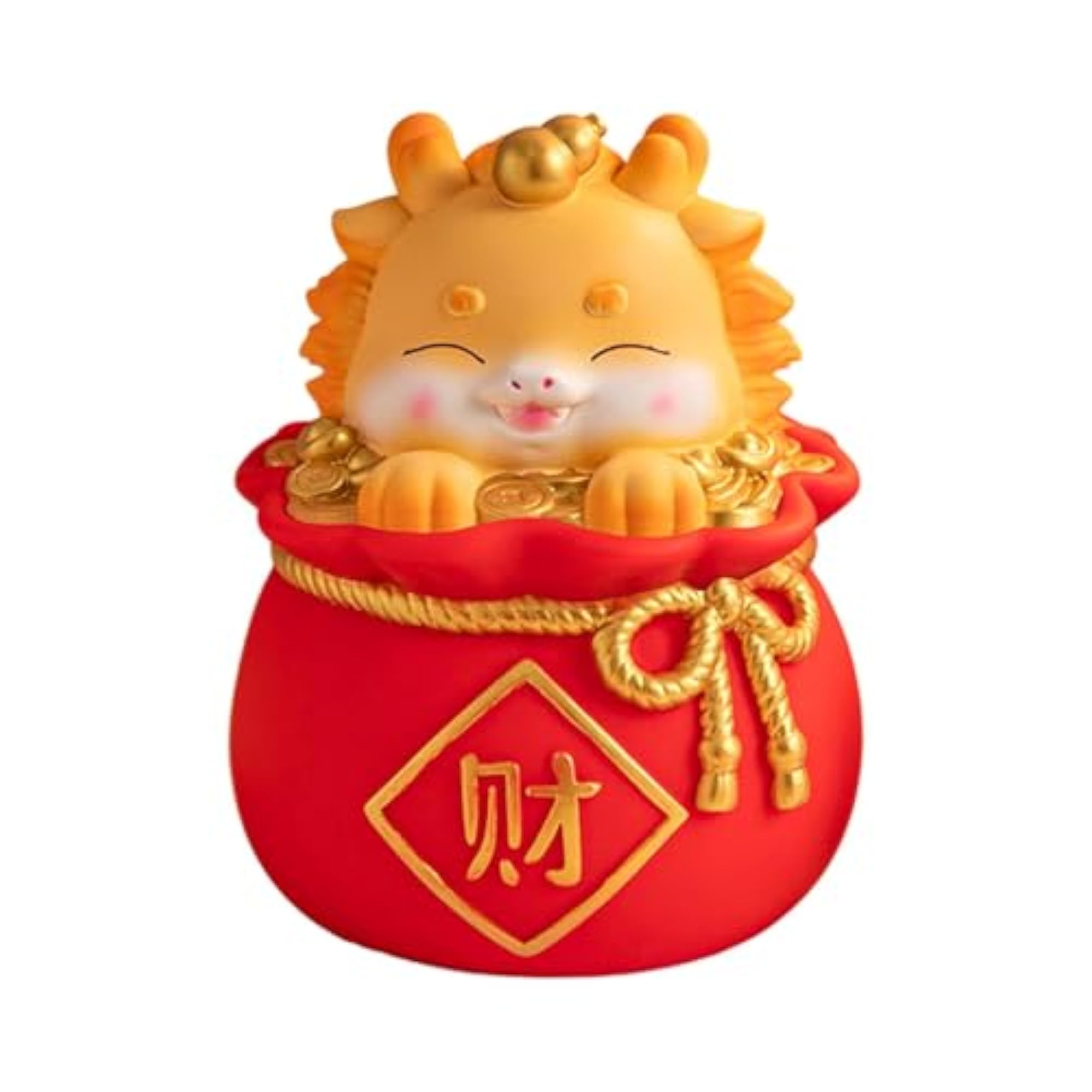 Cartoon Chinese Dragon Statue Money Pot for Desktop Decor