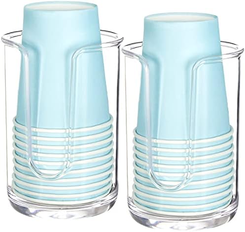 Youngever 2 Pack Plastic Disposable Paper Cup Dispenser, Plastic Dispenser Cup Holder (Clear)