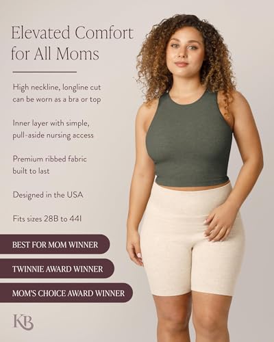 Image of Kindred Bravely Sublime Longline Nursing Bras for Breastfeeding, Soft Nursing Crop Tank Maternity Bra with Built in Shelf Bra