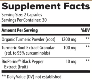 Miniatura 7 de Cúrcuma con extracto de pimienta negra 1300 mg - 60 cápsulas - Articulaciones más fuertes con cúrcuma y bioperina - Apoyo energético natural -
