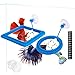 FLOURITHING 2 Pcs Fish Feeding Ring, Fish Safe Floating Food Feeder Circle Blue, with Suction Cup Easy to Install Aquarium, Square and Round Shape Fish Tank Towels - for Guppy, Betta, Goldfish, Etc.