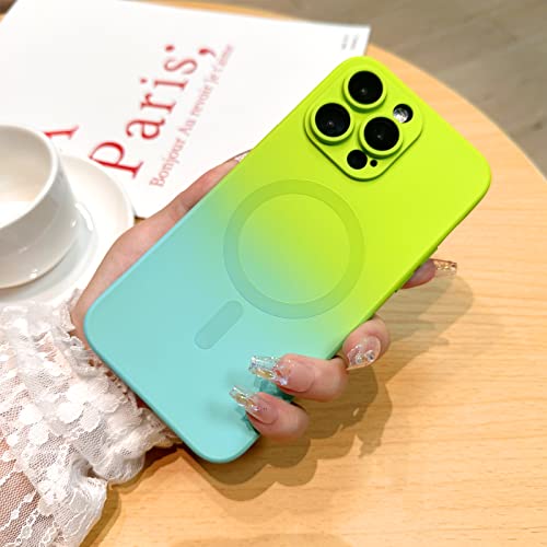 Lsl Magnetic Case For Iphone 13 Pro Max [Compatible With Magsafe] Soft Tpu Bumper Anti-Drop Anti-Scratch Shockproof Full Camera Lens Protective Slim Multicolor Cover For Women Girls Men - Green Blue #TOP7