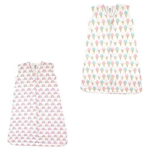 Image of Luvable Friends Unisex Baby Safe Sleep Wearable Sleeping Bags, Rainbows /Ice Cream Jersey 2-Pack, 6-12 Months