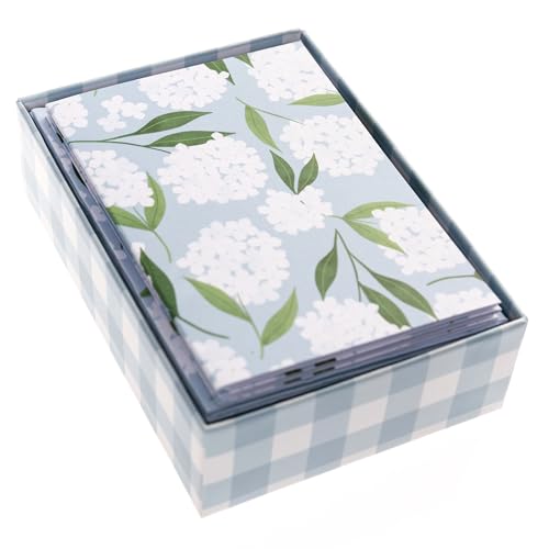 Image of Graphique White Hydrangeas Boxed Cards Set, Pack of 16, Blank Inside, All Occasion Greetings, 3.25 inch x 4.75 inch