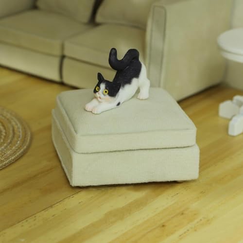 Sofá en miniatura escala 1/12 con tela lavable antisucre para casas de muñeca 6