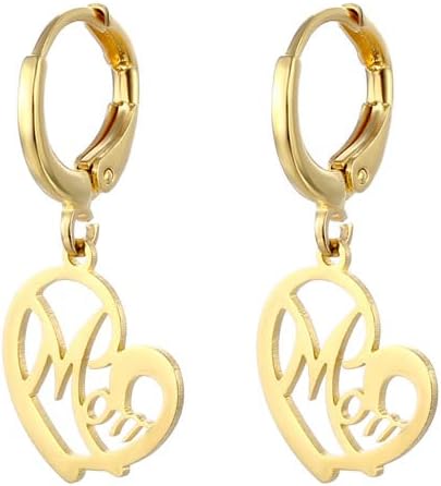 TodenbMother's Day Gift for Mom Stainless Steel Letters MAMA Cutout Heart Dangle Earrings Lightweight Jewelry Gift