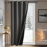 DWCN Gardinen mit Ösen Vorhang Blickdicht Doppellagige Winter Kälteschutzvorhang Thermovorhang kälteschutz Vorhänge Wohnzimmer Türvorhang, 1 Stück Lärmschutzvorhang, Dunkelgrau, 260x140cm(HxB)
