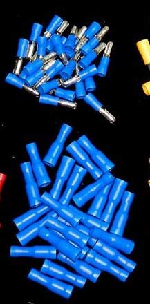 Davitu 100set /lot Blue/Red/Yellow Female Male Bullet Connector Crimp Terminals Wiring - (Color: Blue)