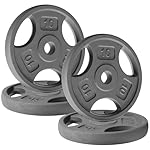 Yes4All Standard 1-Inch Grip Weight Plates, Cast Iron with Multiple Sizes from 2.5 lb to 35 lb for Strength Training, Weightlifting & Muscle Toning
