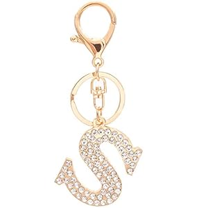 Initial Letter Keychain Crystal Alphabet Keyring for Women Backpack Car Key Chain Decoration