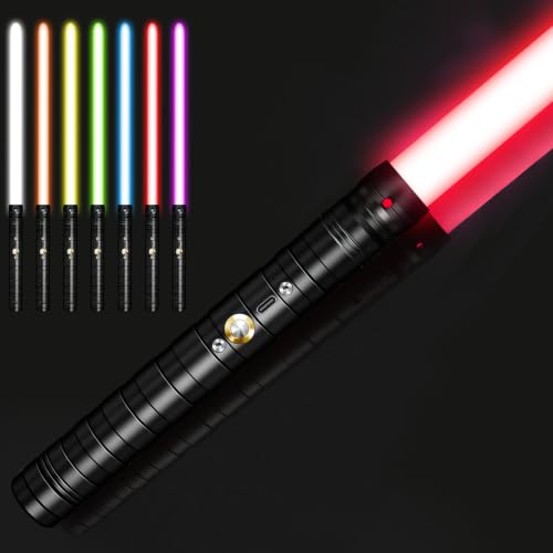 LONGLIV Sable de Luz, RGB LED Las Luces Pueden Parpadear,con Sonido y Sonido de Percusión,Mango Metalico,Sables de Luz para Adolescentes Dultos...